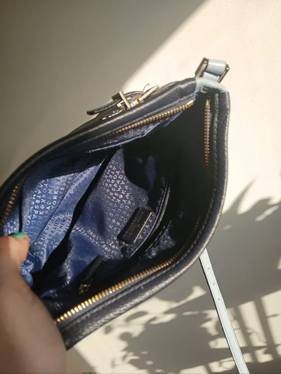 Kate Spade- Navy Blue/Light Blue-Two-toned-Pebbled Leather-Crossbody Bag - Picture 6 of 15